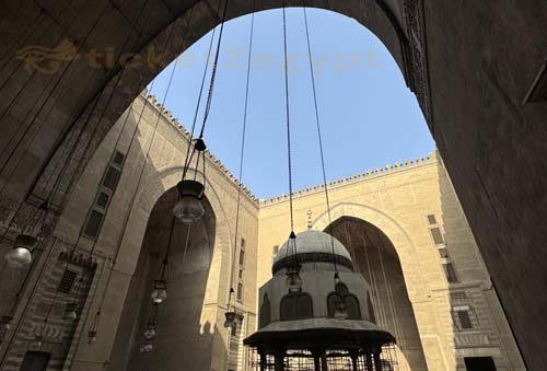 Interior view of the historic Mosque of Ibn Tulun in Old Islamic Cairo