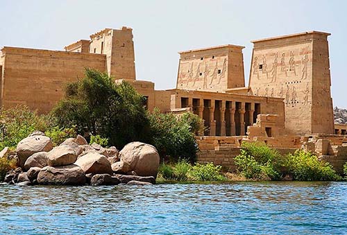 Picturesque view of the ancient Philae Temple on Agilkia Island